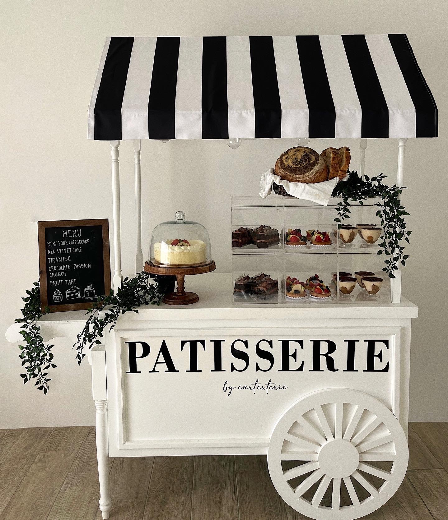 Cartcuterie's French Patisserie cart front angle